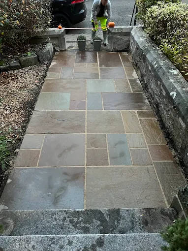 Completed patio landscaping project in Falkirk area