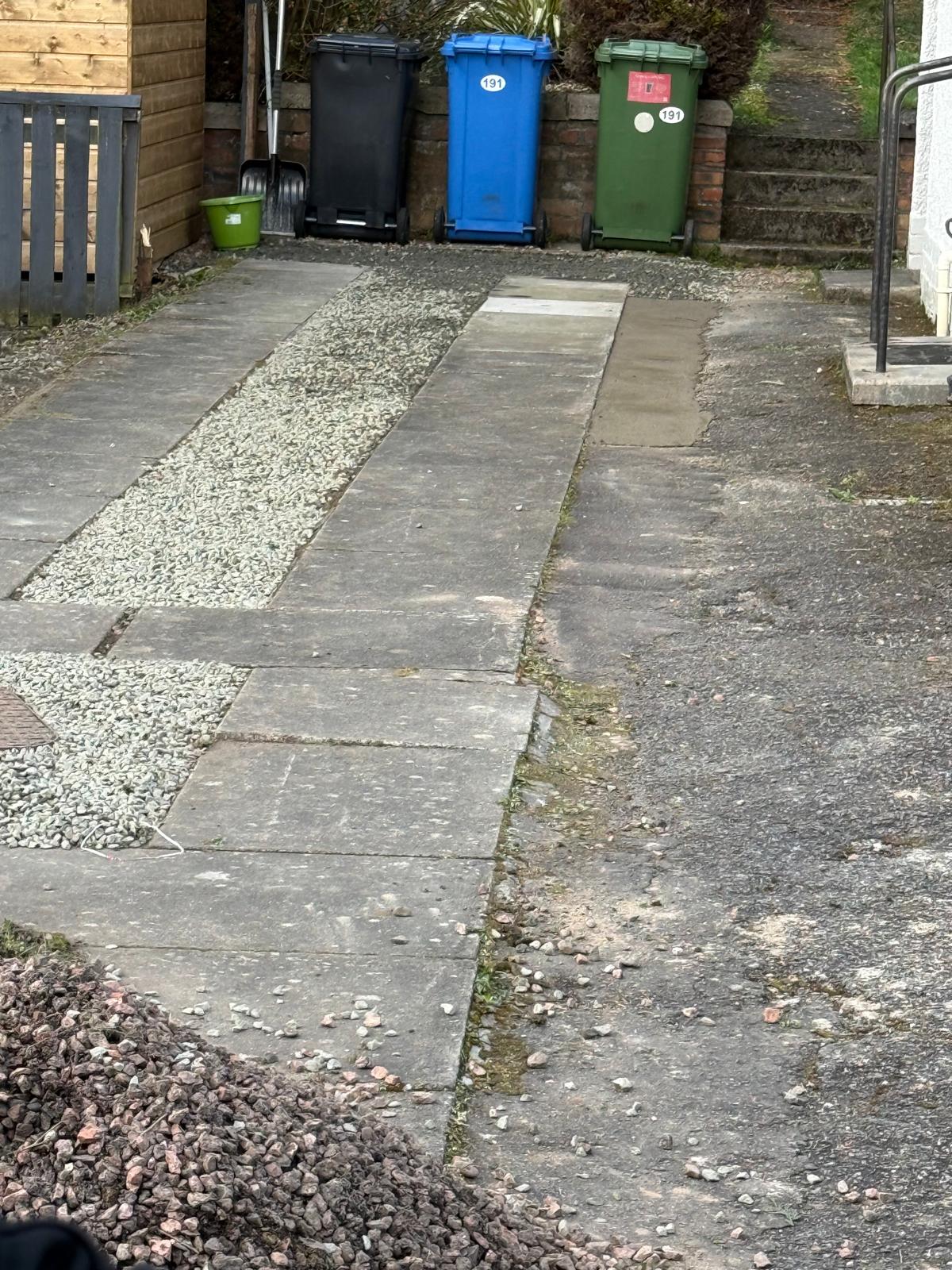 Completed gravel infill on side path with clean finish